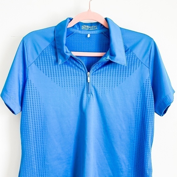 Nike Golf Blue Short sleeve half Zip Dri Fit Top Large - Picture 2 of 5